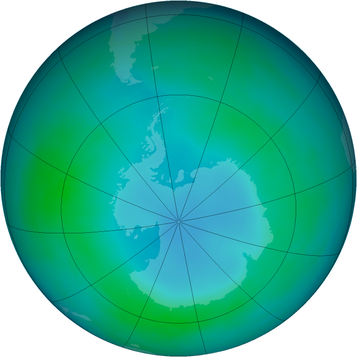 Antarctic ozone map for May 2000